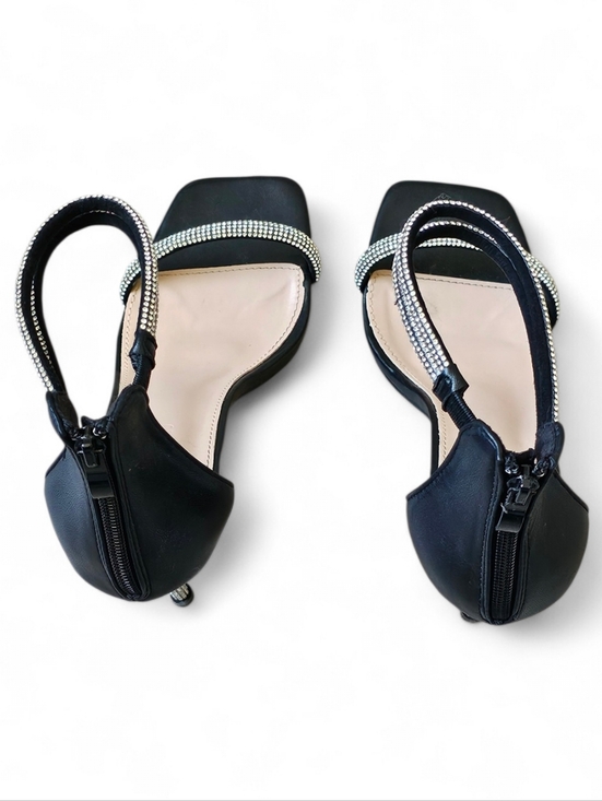 Charlotte Russe Black Rhinestone Heel Sandals Size 10 - Picture 7 of 10